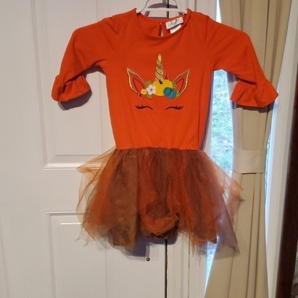 EMILY rose unicorn embroidered top, girl's size 8, very good cond.,fall colors